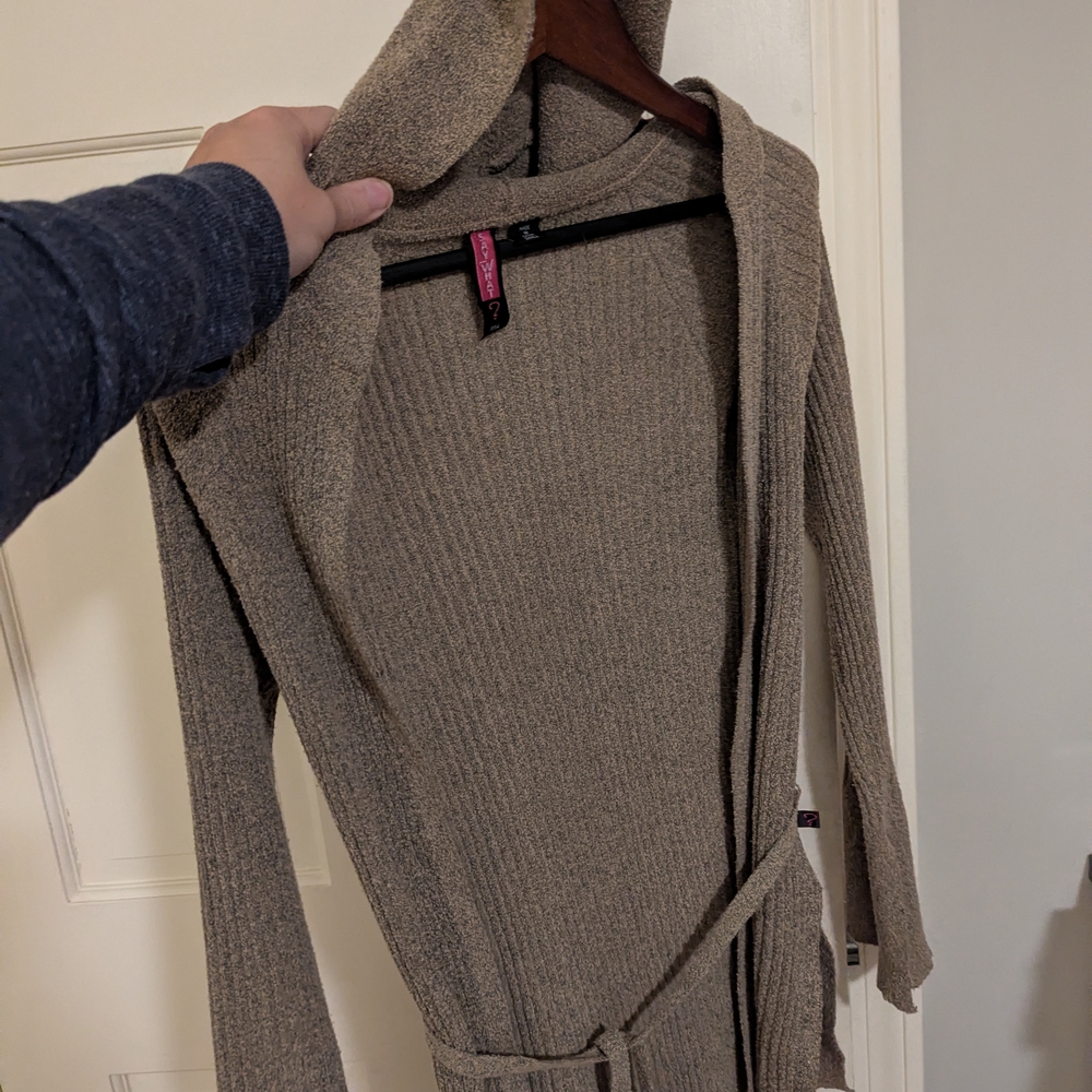 Tan Knit Hooded Cardigan